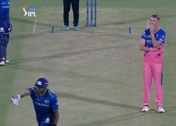 WOW! Ball Goes Straight to the Boundary after hitting Kieron Pollard’s Helmet-WATCH VIDEO
