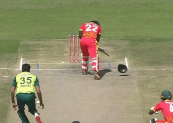 ZIM vs PAK: Zimbabwe batsman’s helmet broke in two pieces on a nasty bouncer – WATCH