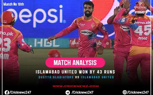 MATCH HIGHLIGHTS - PSL 2022, Match 10: Islamabad United Beat Quetta Gladiators By 43 Runs