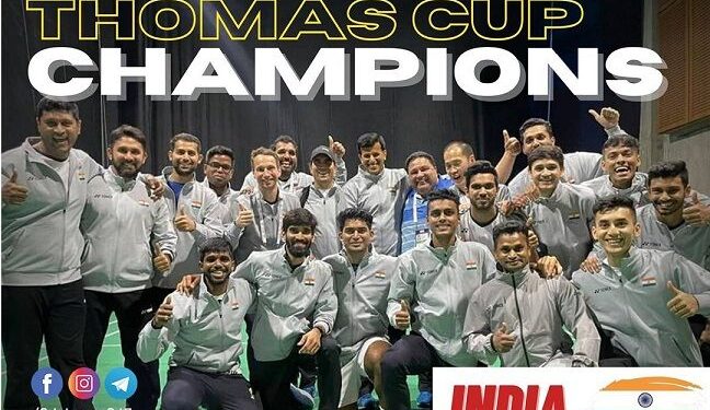 India wins maiden Thomas Cup title, beats Indonesia 3-0 in finals