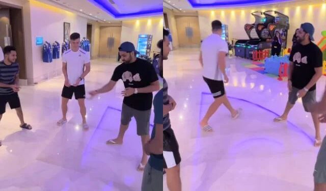 Rohit Sharma and other MI players indulge in an interesting team-game session