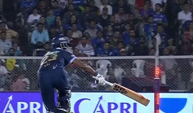 IPL 2022, Watch Video: Sai Sudharsan dismissed hit wicket against MI, mistakenly smashes his stumps off Pollard against MI