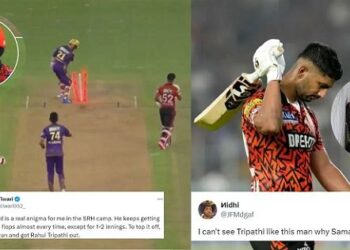 IPL 2024: Fans mercilessly roast Abdul Samad after Rahul Tripathi’s unfortunate run-out during KKR vs SRH Qualifier 1 clash